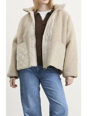 Barbour $1295 Brawby Fleece Double Zip Jacket Oatmeal New Sz Medium